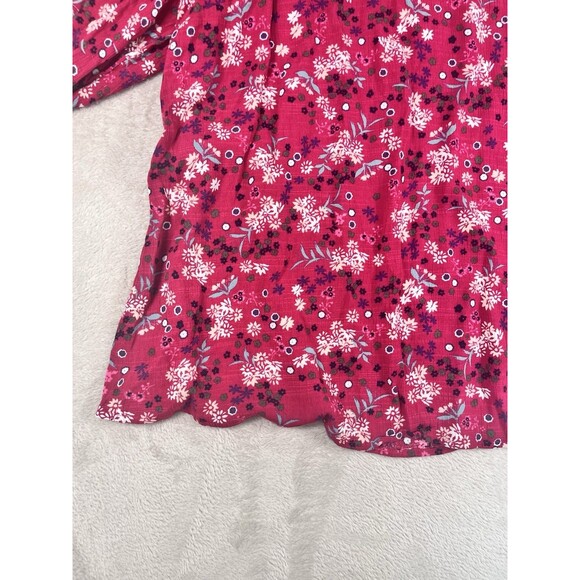 Lane Bryant Red Blouse Plus Size 16 Long Sleeve Floral SIlky Pullover Top NWT - Picture 4 of 6
